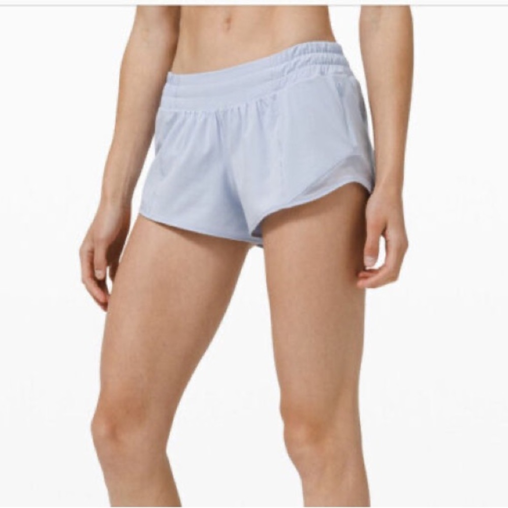 Lululemon Hotty Hot Low Rise Short, light blue, 2.5” inseam size 4